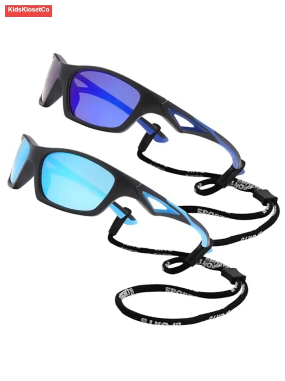 Kids Baseball Sports Polarized Sunglasses 2 Pack - Flexible Shades with Strap